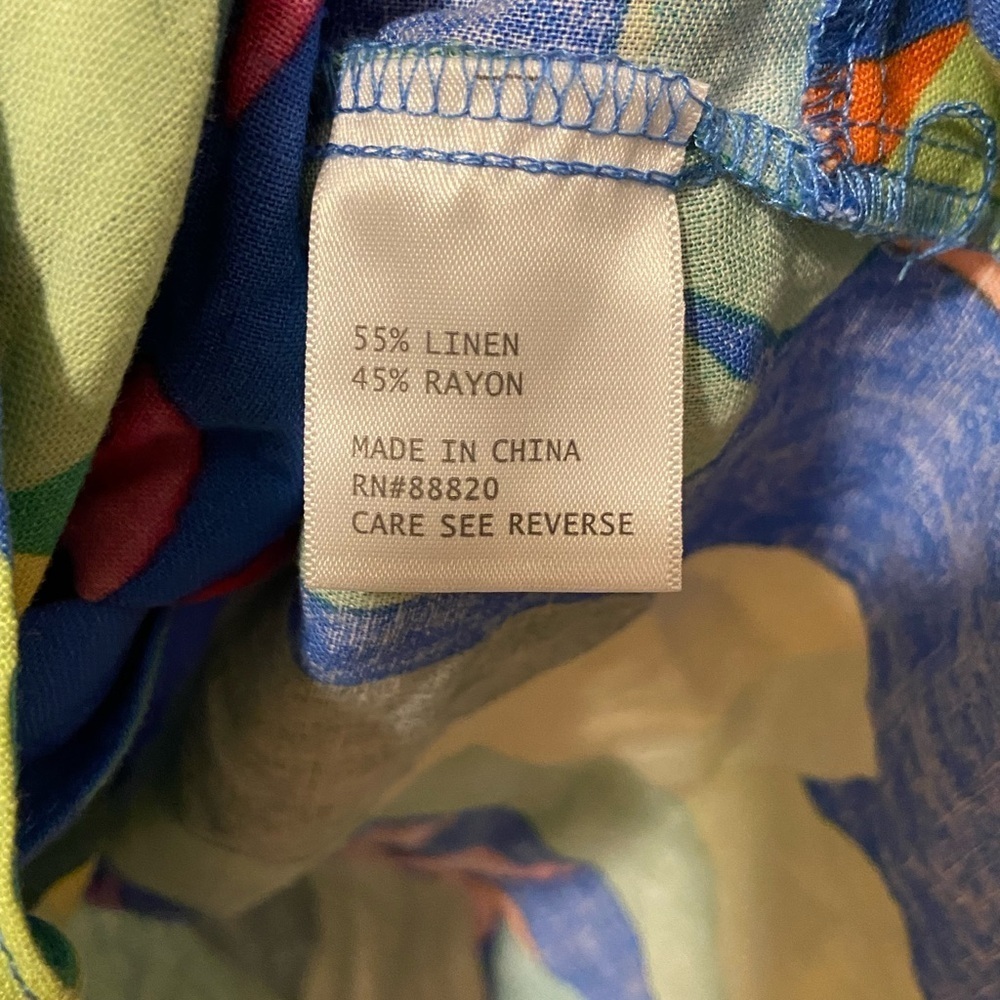 Christian Siriano New York Tropical Print Linen Blend Tie-Front Top Small - Picture 6 of 6